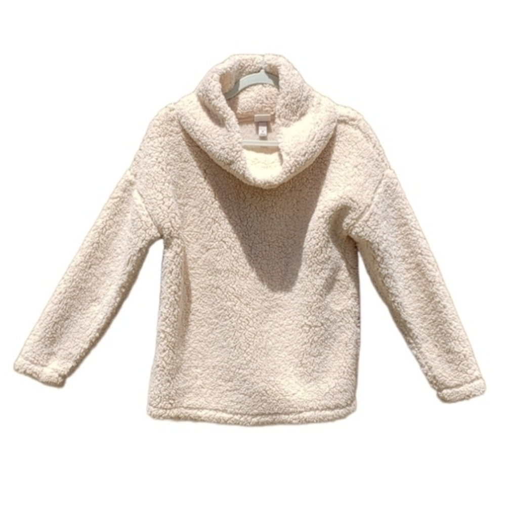 A New Day Cream Soft Sherpa Turtleneck Warm‎ Pullover Size Medium Oversized NWT